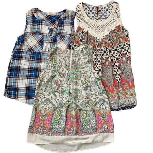 Women’s patterned tank tops size small Daniel Rainn, Skies Are Blue, Fun 2 Fun - Picture 1 of 10